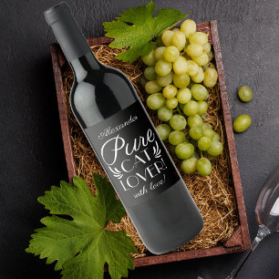 Personalised Pure Cat Lover! Wine Label