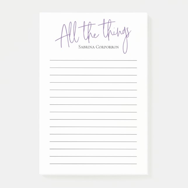Personalised Purple All the Things to do list Post-it Notes (Front)
