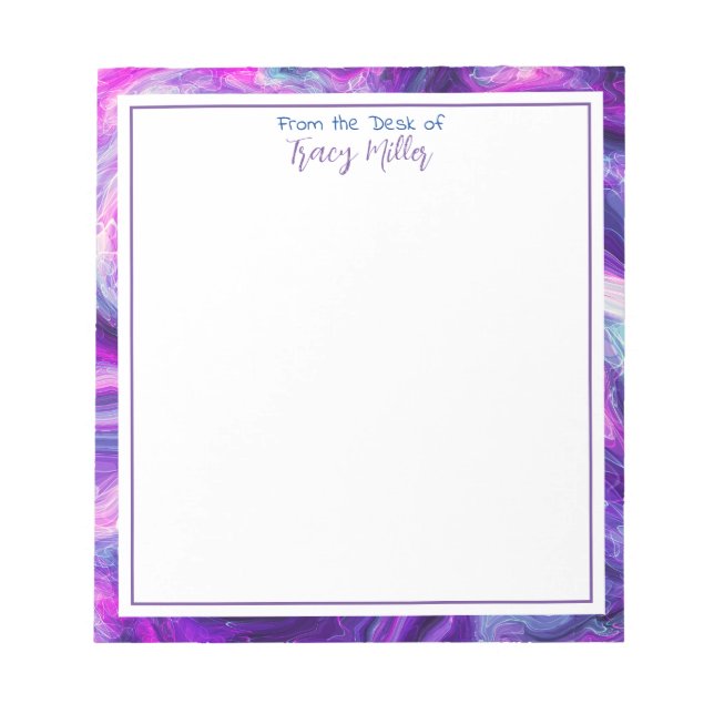 Personalised Purple and Blue Abstract Art   Notepad (Front)