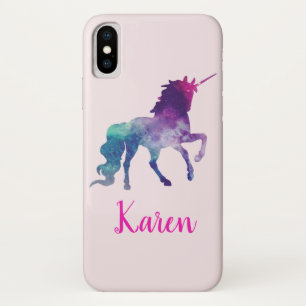 Personalised Purple and Blue Magical Unicorn iPhone X Case