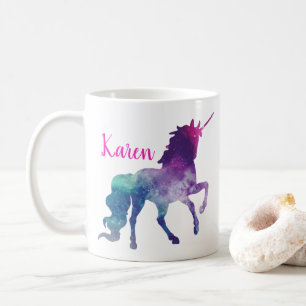 Personalised Purple and Blue Magical Unicorn Coffee Mug