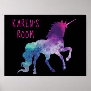 Personalised Purple and Blue Magical Unicorn Poster