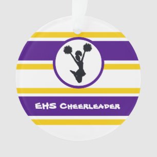 Personalised Purple and Gold Cheerleader Ornament
