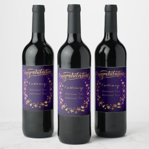Personalised Purple And Gold Congratulations Wine Label