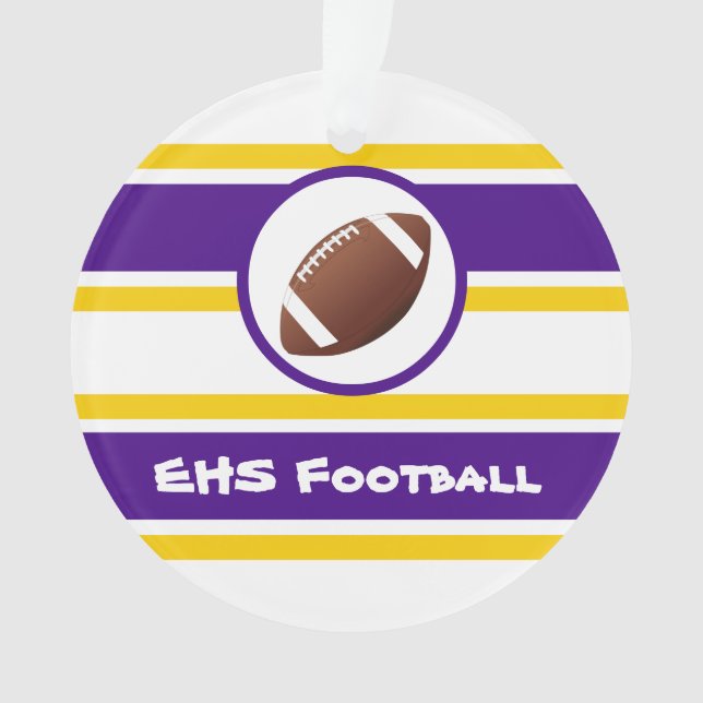 Personalised Purple and Gold Football Ornament (Front)