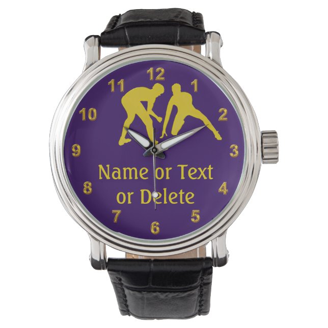 Personalised Purple and Gold Wrestling Watch (Front)