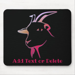 Personalised Purple and Pink Goat on black Mouse Mat