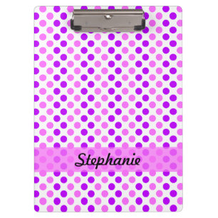 Personalised Purple and Pink Polka Dots Clipboard