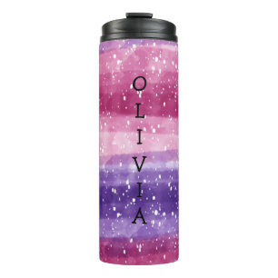 Personalised Purple and Pink Speckled Thermal Tumbler