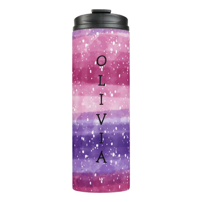 Personalised Purple and Pink Speckled  Thermal Tumbler (Front)
