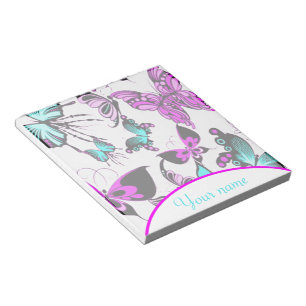 Personalised Purple and teal butterflies Notepad