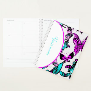 Personalised Purple and teal butterflies Planner