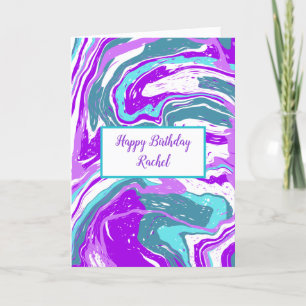 Personalised Purple and Teal Marble Birthday  Card
