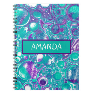 Personalised Purple and teal marble fluid art Not Notebook