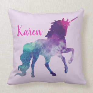 Personalised Purple and Turquoise Magical Unicorn Cushion