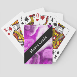 Personalised Purple and White Marble Swirls Playing Cards