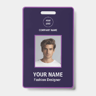 Personalised Purple And White Modern Professional ID Badge