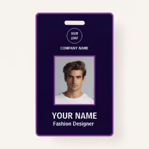 Personalised Purple And White Modern Professional ID Badge
