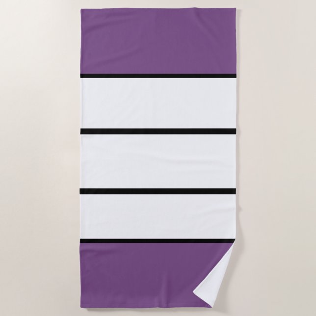 Personalised Purple and White Stripes Beach Towel (Front)