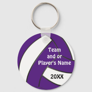 Personalised Purple and White Volleyball Keychains