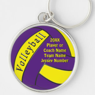 Personalised Purple and Yellow Volleyball Gifts Key Ring