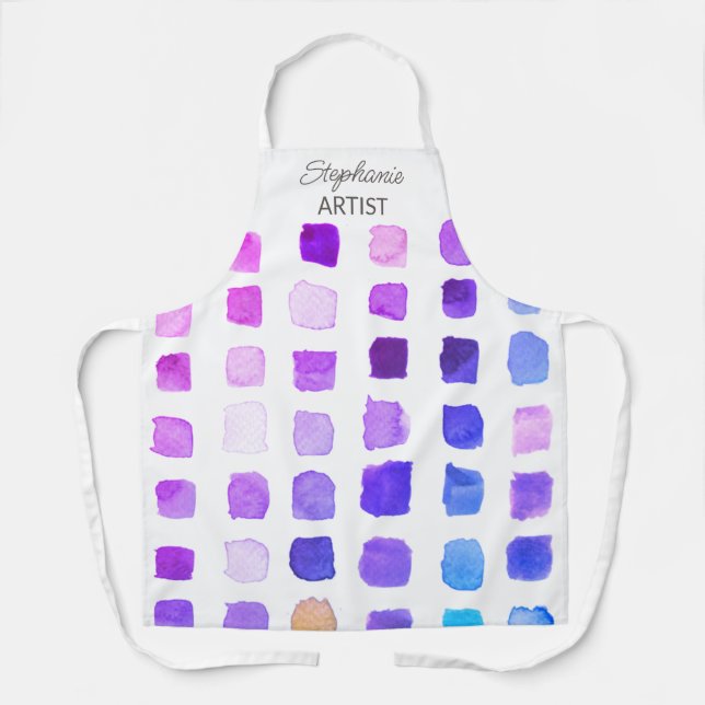 Personalised Purple Artist Apron (Front)