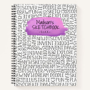 Personalised Purple Artist Sketchbook Notebook