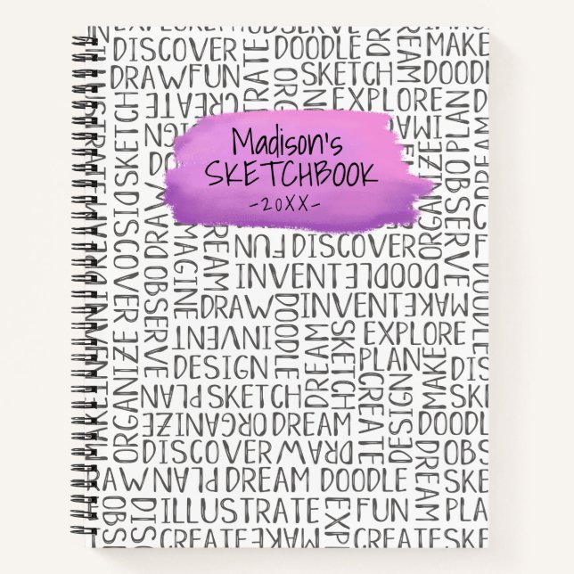 Personalised Purple Artist Sketchbook Notebook (Front)