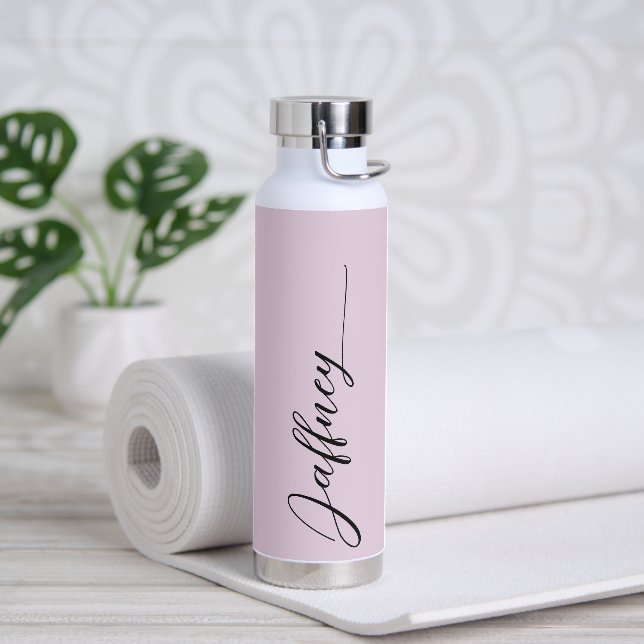 Personalised Purple Background Water Bottle (Yoga)