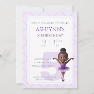 Personalised Purple Ballerina Ballet Birthday Invitation