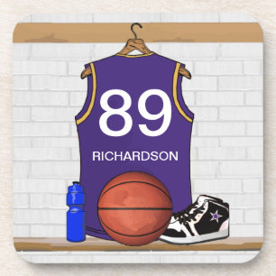 Personalised Purple Basketball Jersey Coaster