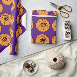Personalised Purple Basketball Player Number Wrapping Paper