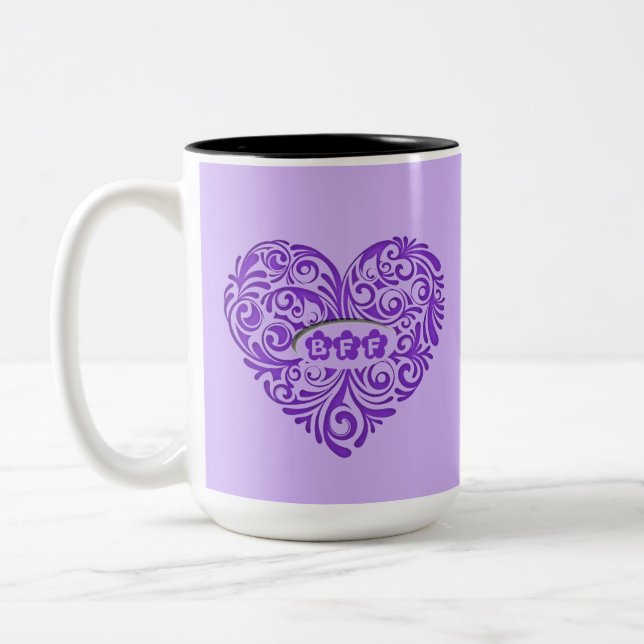 Personalised Purple BFF Heart Mug (Left)