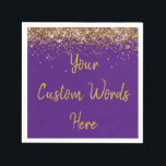 Personalised Purple Birthday Party Anniversary Uni Napkin<br><div class="desc">sweet 16 quinceanera 40th 50th,  personalised 30th 21st 16th 15th,  25th fifteen sixteen twenty-fifth first,  custom royal purple paper napkins,  twinkle glitter napkin for anniversary,  bridal shower serviette hen weekend,  wedding reception graduation uni sparkly,  sparkle serviettes for birthday party,  daughter girl baby rehearsal dinner,  anniversary party gold celebration grad</div>