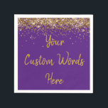 Personalised Purple Birthday Party Anniversary Uni Napkin<br><div class="desc">sweet 16 quinceanera 40th 50th,  personalised 30th 21st 16th 15th,  25th fifteen sixteen twenty-fifth first,  custom royal purple paper napkins,  twinkle glitter napkin for anniversary,  bridal shower serviette hen weekend,  wedding reception graduation uni sparkly,  sparkle serviettes for birthday party,  daughter girl baby rehearsal dinner,  anniversary party gold celebration grad</div>