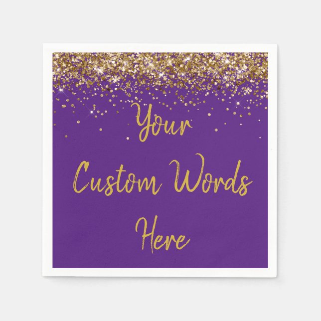 Personalised Purple Birthday Party Anniversary Uni Napkin (Front)