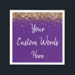 Personalised Purple Birthday Party Anniversary Uni Napkin<br><div class="desc">sweet 16 quinceanera 40th 50th,  personalised 30th 21st 16th 15th,  25th fifteen sixteen twenty-fifth first,  custom royal purple white paper,  napkin twinkle glitter for anniversary,  bridal shower serviette hen do,  wedding reception graduation uni sparkle,  boy son birthday party serviettes,  daughter girl baby rehearsal dinner,  anniversary party gold celebration grad</div>