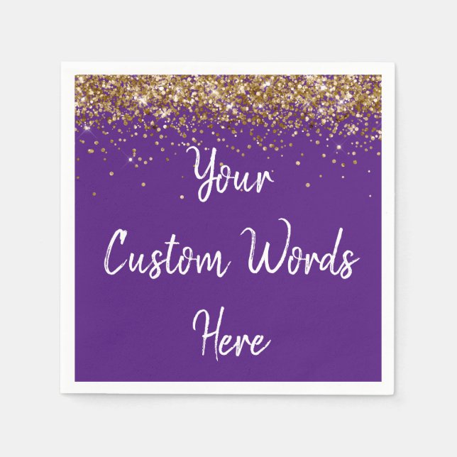 Personalised Purple Birthday Party Anniversary Uni Napkin (Front)