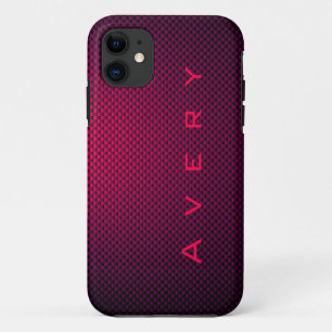 Personalised Purple black carbon fibre patterned iPhone 11 Case