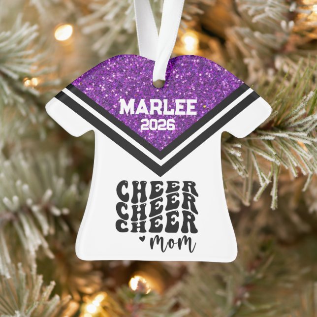 Personalised Purple & Black Cheer Mum Ornament  (Tree)