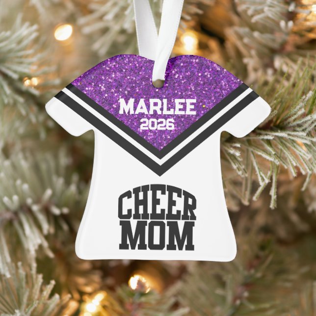 Personalised Purple & Black Cheer Mum Ornament  (Tree)