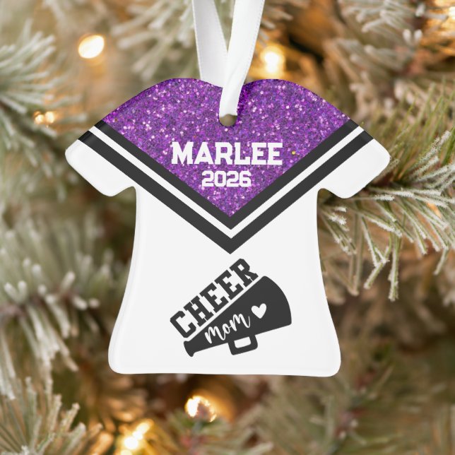 Personalised Purple & Black Cheer Mum Ornament  (Tree)
