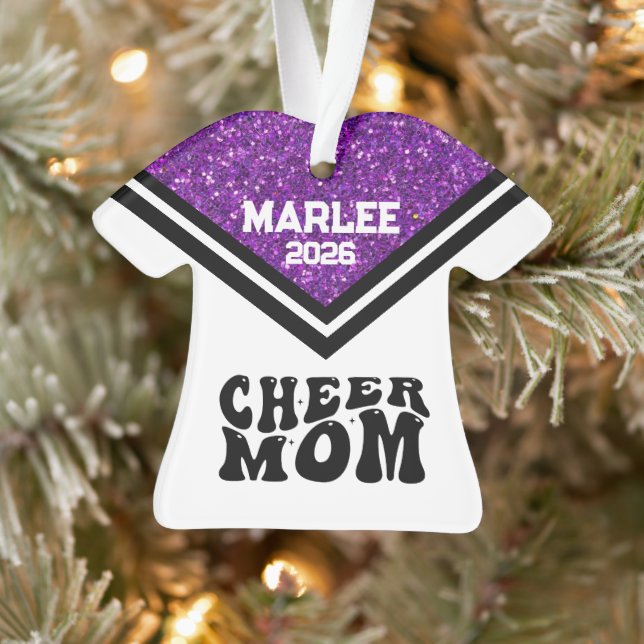 Personalised Purple & Black Cheer Mum Ornament  (Tree)