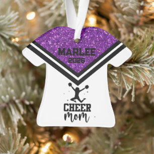 Personalised Purple & Black Cheer Mum Ornament 