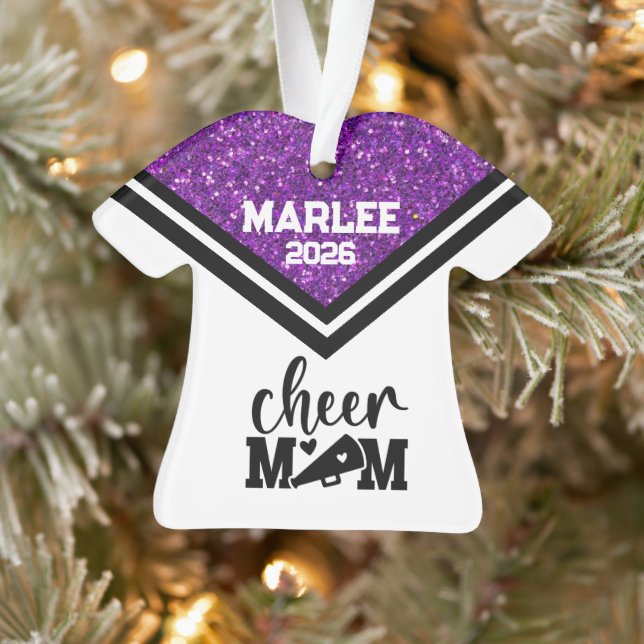 Personalised Purple & Black Cheer Mum Ornament  (Tree)