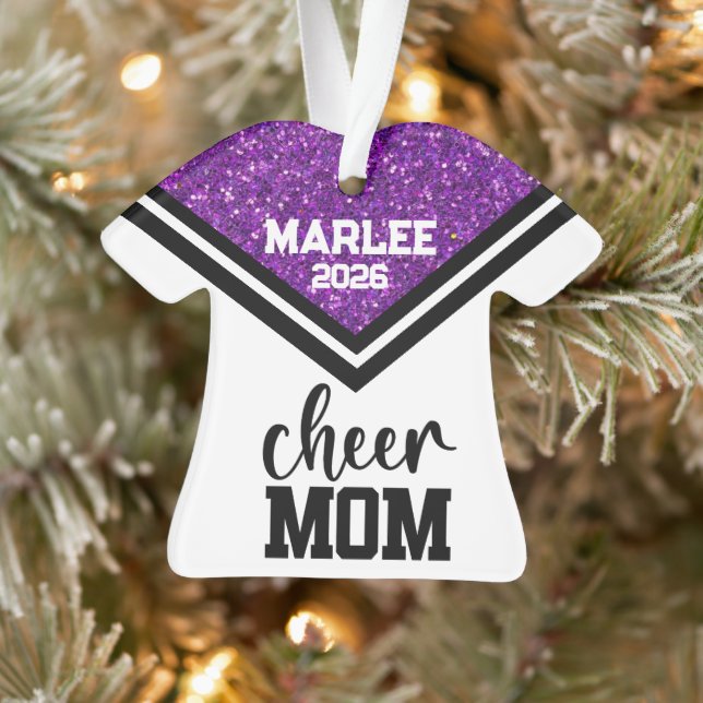 Personalised Purple & Black Cheer Mum Ornament  (Tree)