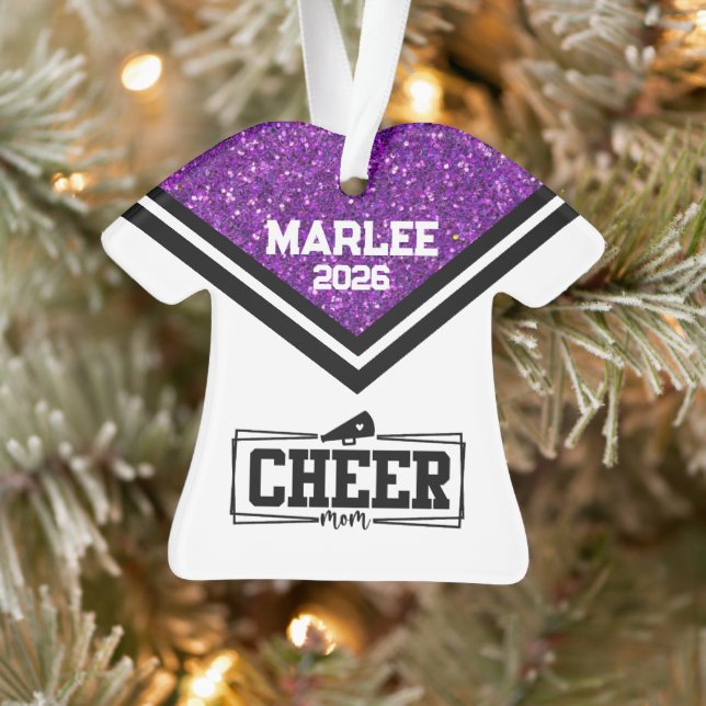 Personalised Purple & Black Cheer Mum Ornament  (Tree)