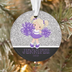 Personalised Purple & Black Cheerleading Ornament
