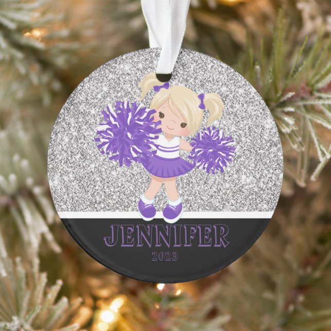 Personalised Purple & Black Cheerleading Ornament  (Tree)