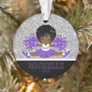 Personalised Purple & Black Cheerleading Ornament 